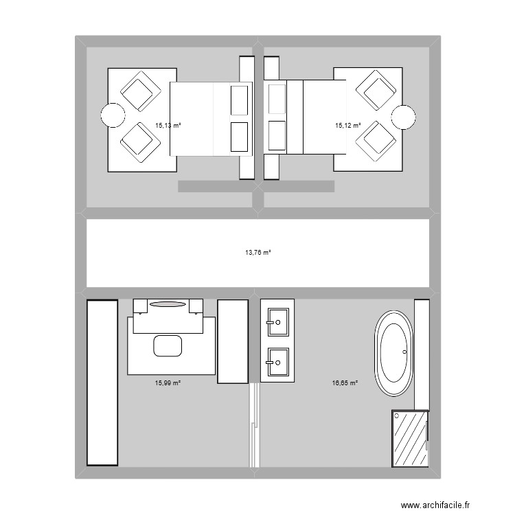celi. Plan de 5 pièces et 77 m2