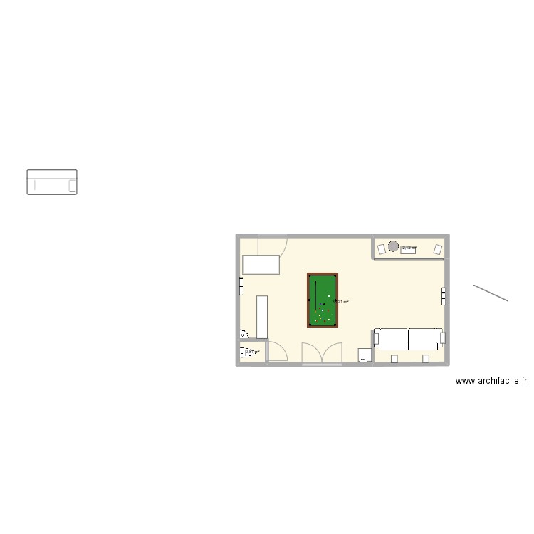 basement. Plan de 3 pièces et 36 m2