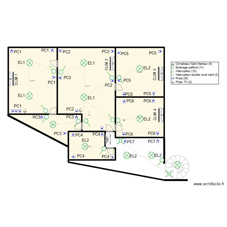georgie basin. Plan de 6 pièces et 207 m2