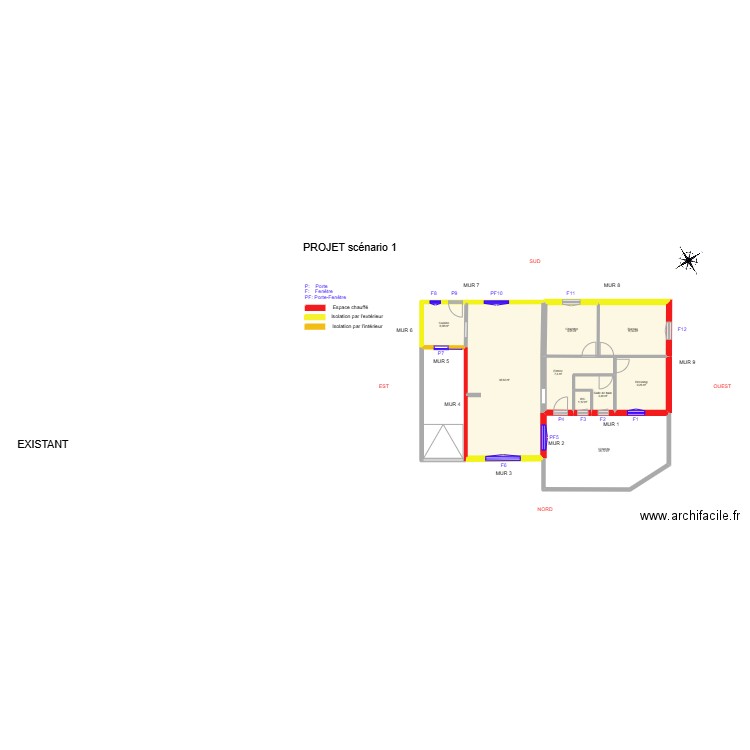 BABIN_ Projet. Plan de 9 pièces et 116 m2