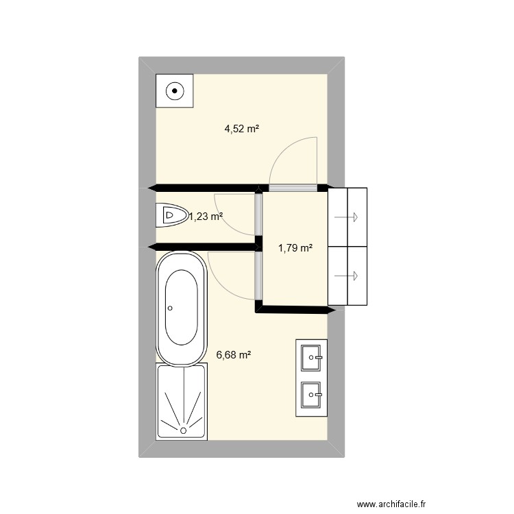 mi étage. Plan de 4 pièces et 14 m2
