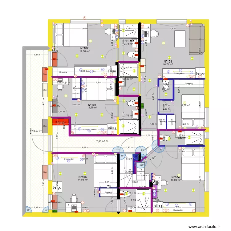 Saint-agne 1er étage elec. Plan de 15 Pièces et 114 m² Saint-agne 1er étage elec. Plan de 15 Pièces et 114 m²
