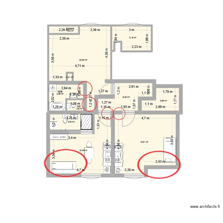 Studios Thyez 2ème étage Essai 4. Plan de 13 pièces et 257 m2