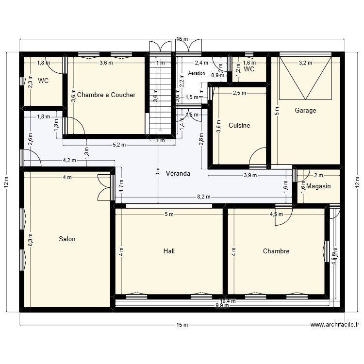 Plan de terrain 15mx12m Client 37 15 83 83 V2. Plan de 13 pièces et 154 m2