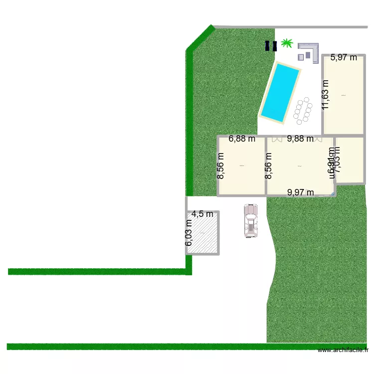 TERRASSE AVEC PISCINE. Plan de 