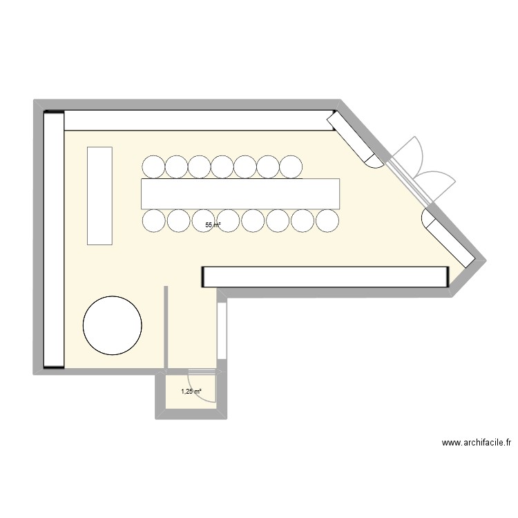 Cave lichette. Plan de 2 pièces et 56 m2