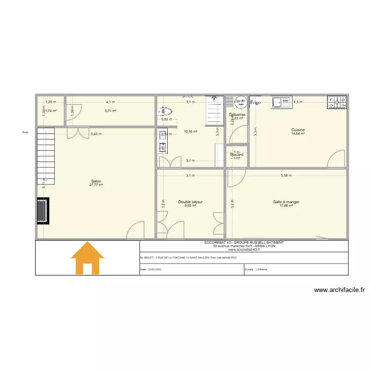 RDC ST PAULIEN 43 16/01/2026. Plan de 9  et 91 m²