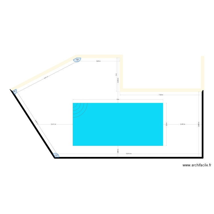 piscine1. Plan de 1 pièce et 107 m2