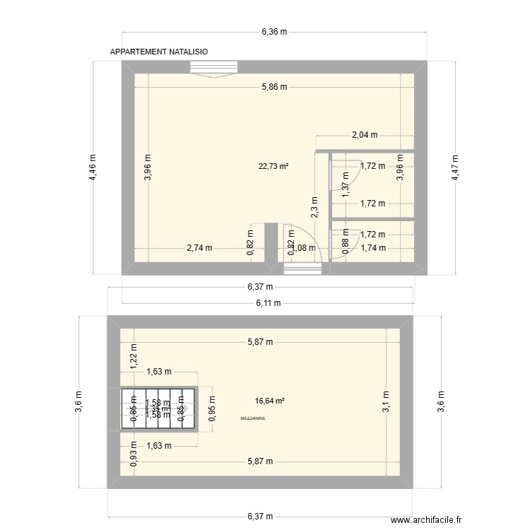 APPARTEMENT NATALISIO. Plan de 3 pièces et 41 m2