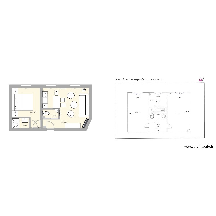 Appart paris 2. Plan de 4 pièces et 27 m2