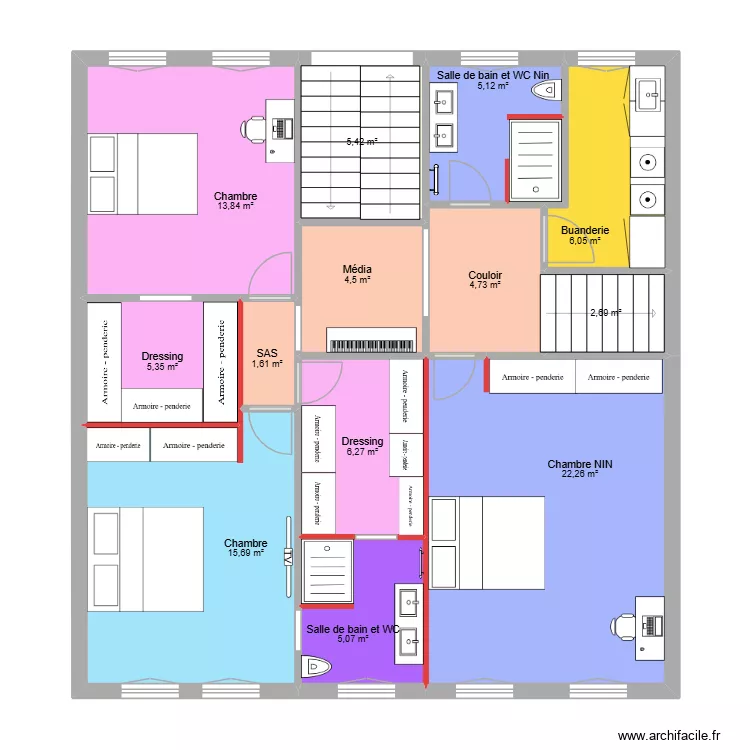 CDS - PRO - R+1 v3. Plan de 13  et 99 m²