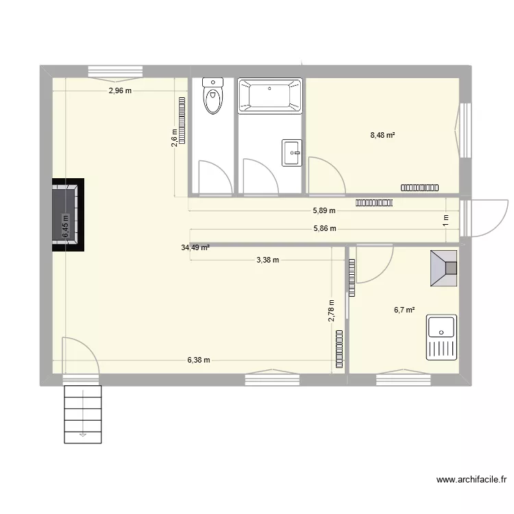 mat1. Plan de 3  et 50 m²