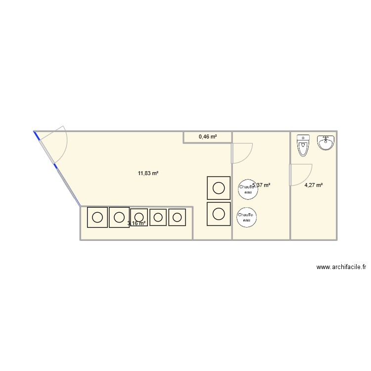 laverie l'isles jourdain. Plan de 5 pièces et 25 m2