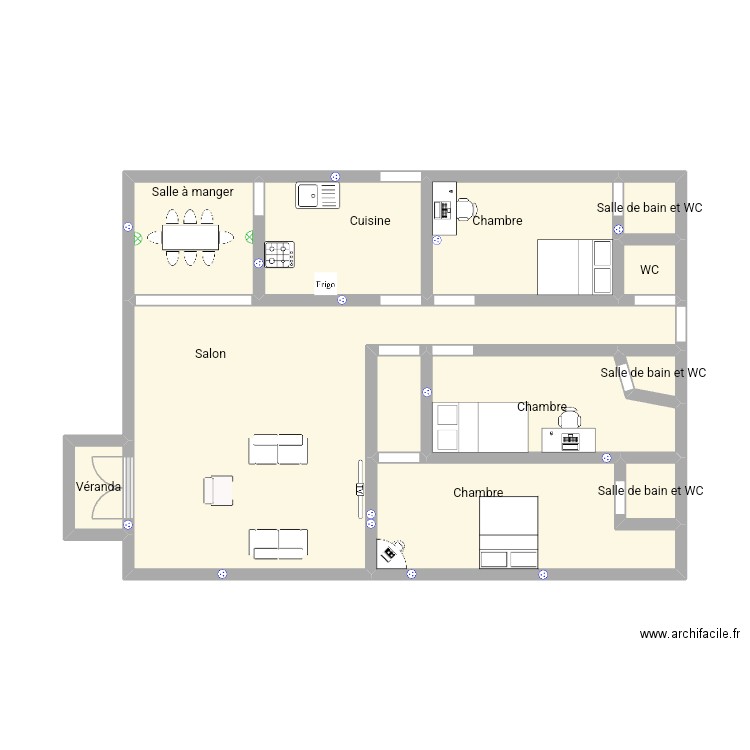 Maison. Plan de 12 pièces et 41 m2