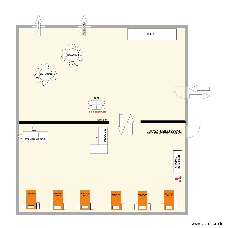 SOUVRET. Plan de 1 pièce et 140 m2
