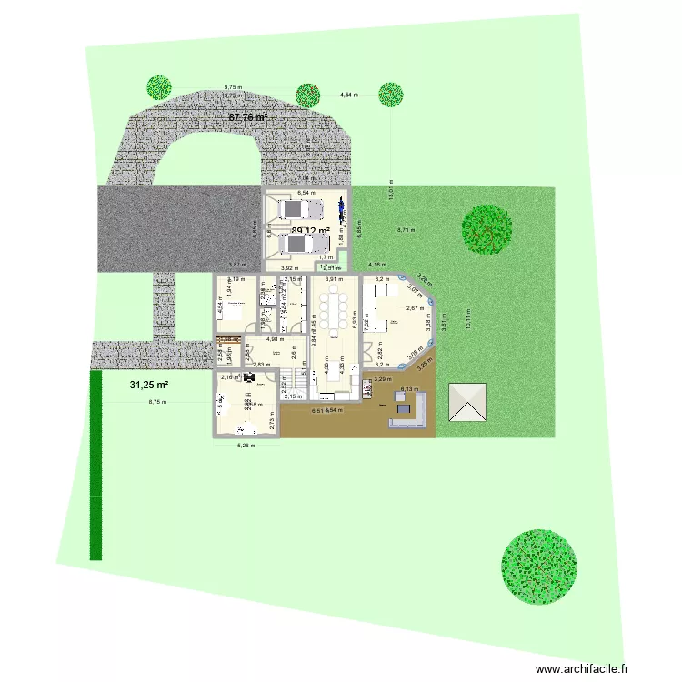 Construction V4. Plan de 21  et 347 m²
