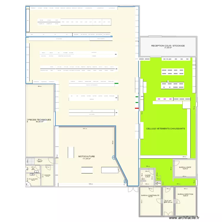 Magasin gondoles 2025. Plan de 