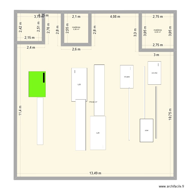 plan 02. Plan de 3 pièces et 185 m2
