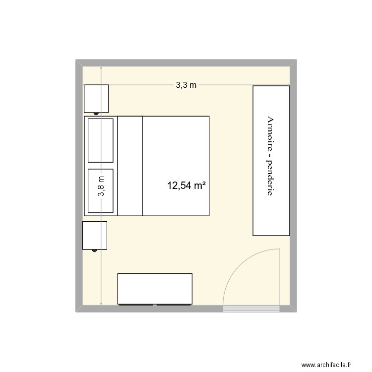 Nebida. Plan de 1 pièce et 13 m2