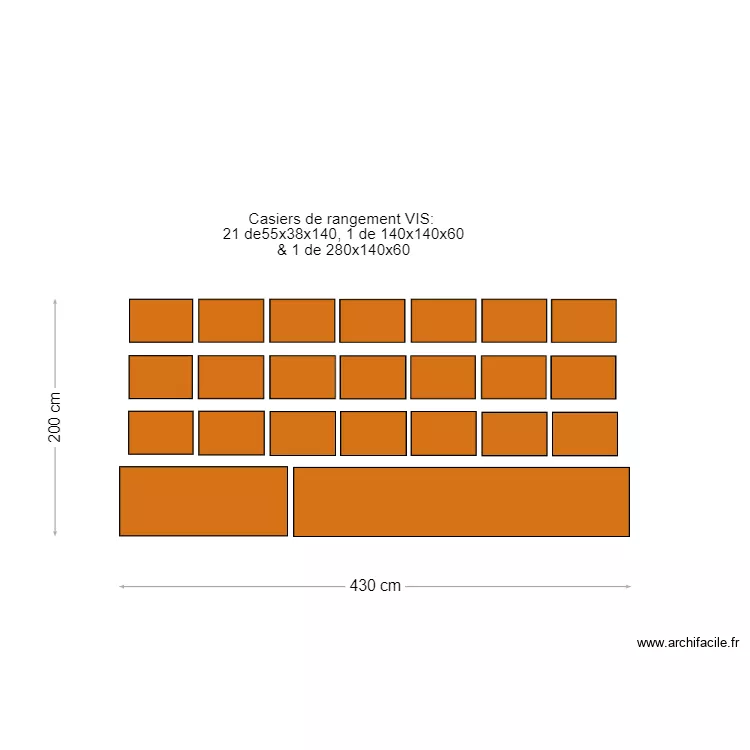 Casiers de rangement. Plan de 