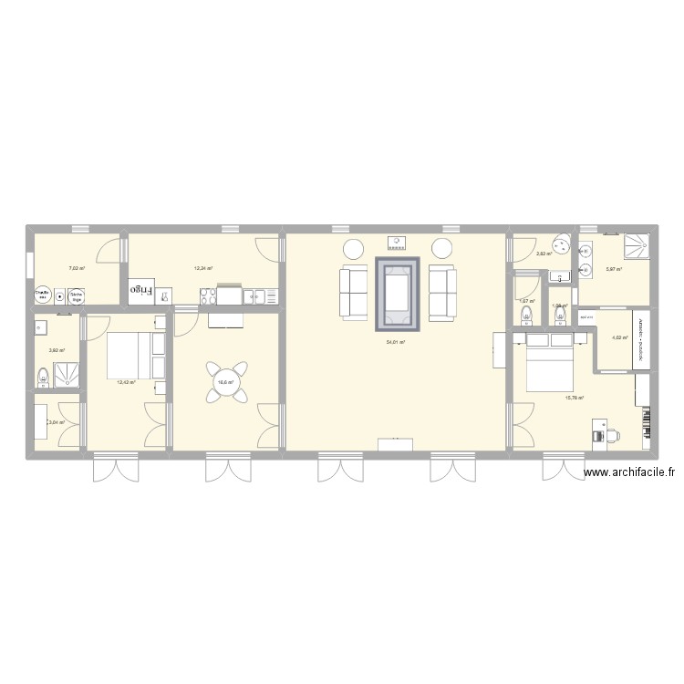 Orangerie. Plan de 13 pièces et 141 m2