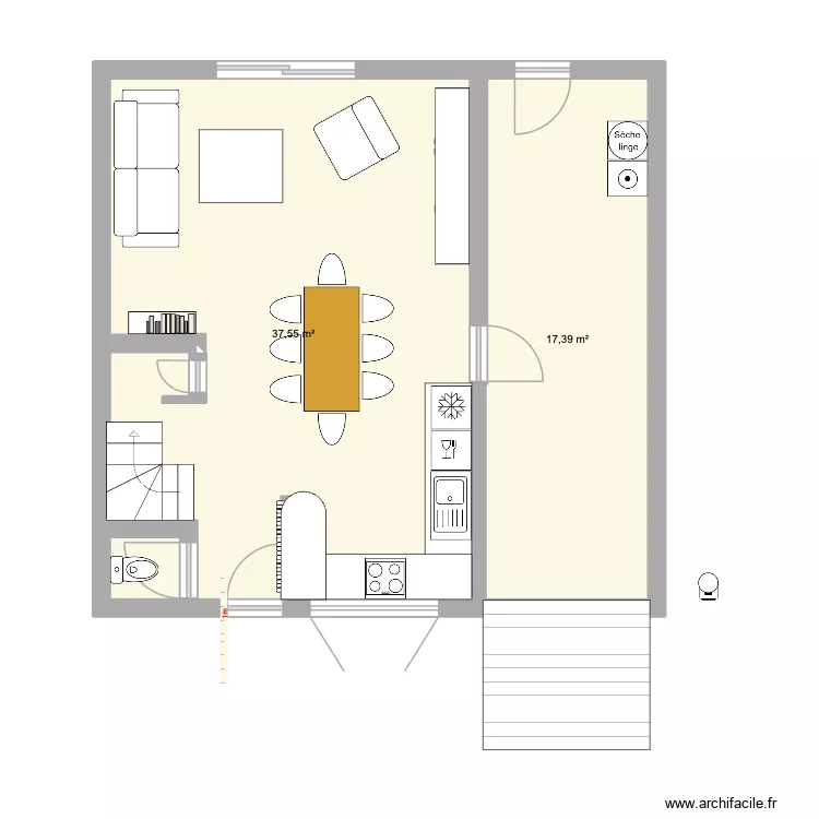 Plan 2. Plan de 2  et 55 m²