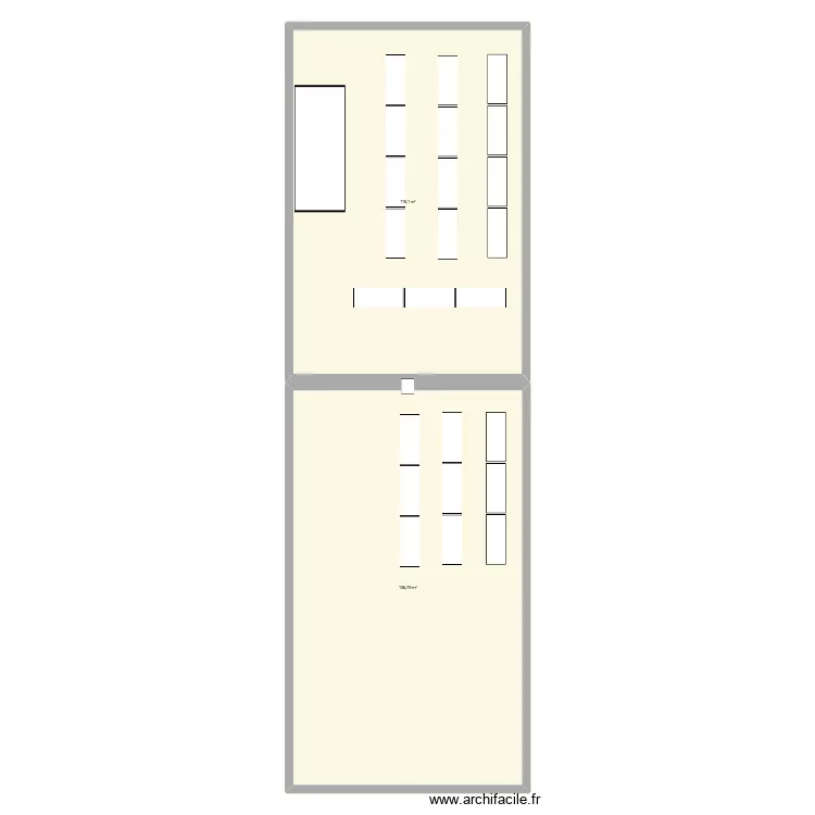 Salle des f&ecirc;tes. Plan de 2  et 256 m²