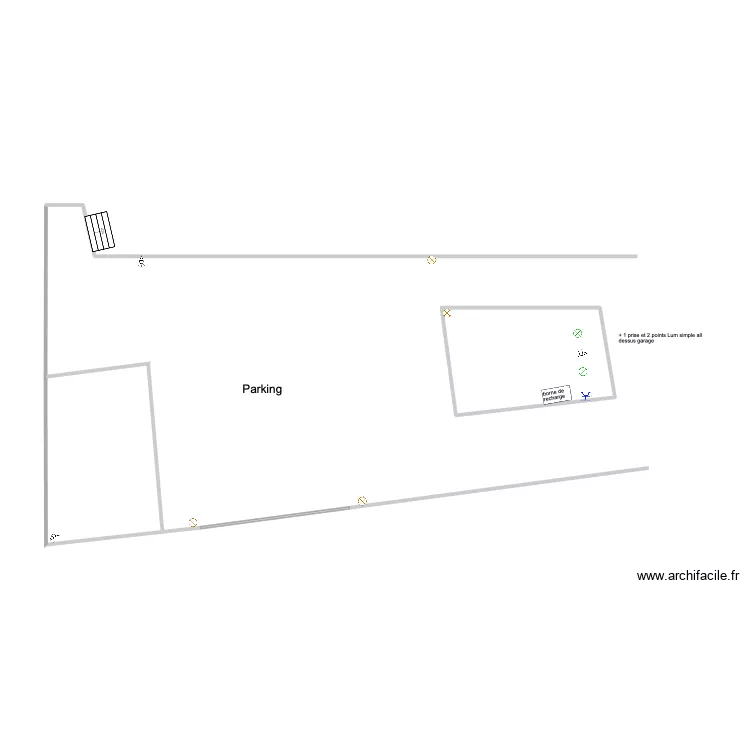 parking. Plan de 2  et 16 m²