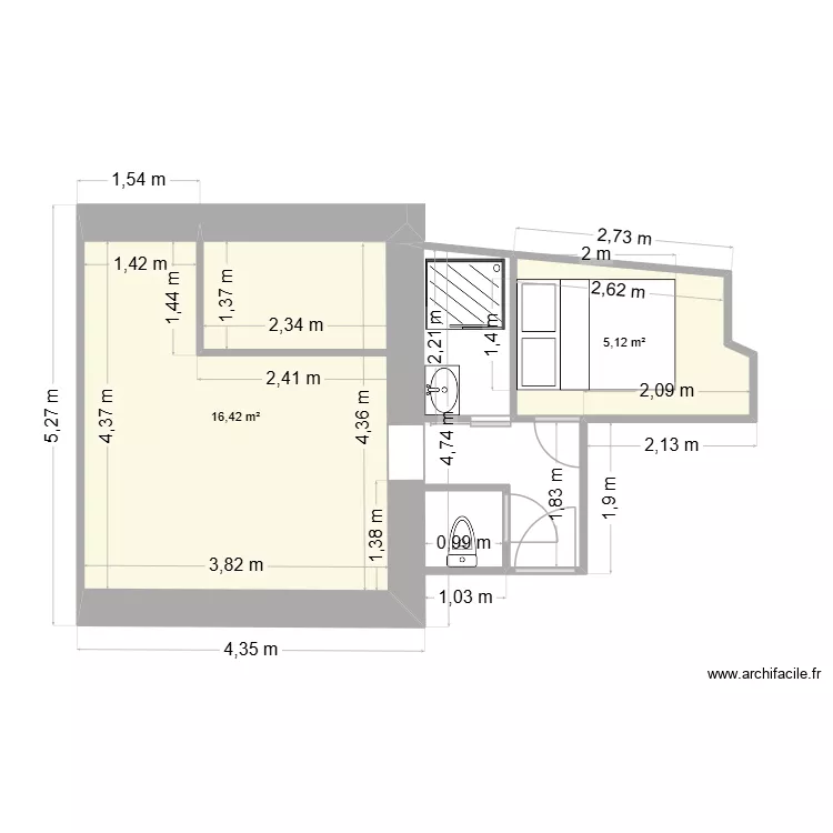 Studio AGO 260310. Plan de 2 et 22 m² Studio AGO 260310. Plan de 2 et 22 m²