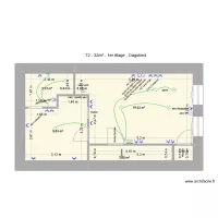 Plan 1e &eacute;tage - T2 35m&sup2; - Perpi - dagobert