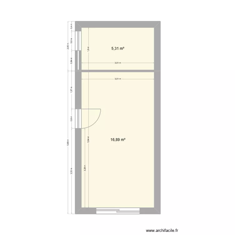 cellier et chambre. Plan de 2 et 22 m² cellier et chambre. Plan de 2 et 22 m²