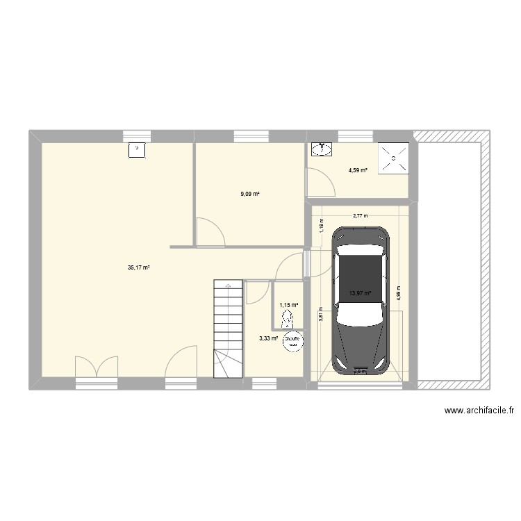 Tiphaine. Plan de 6 pièces et 67 m2
