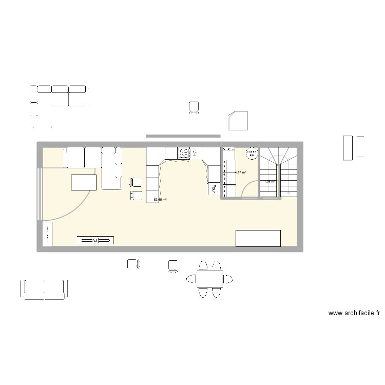 marie .2. Plan de 3 pièces et 58 m2