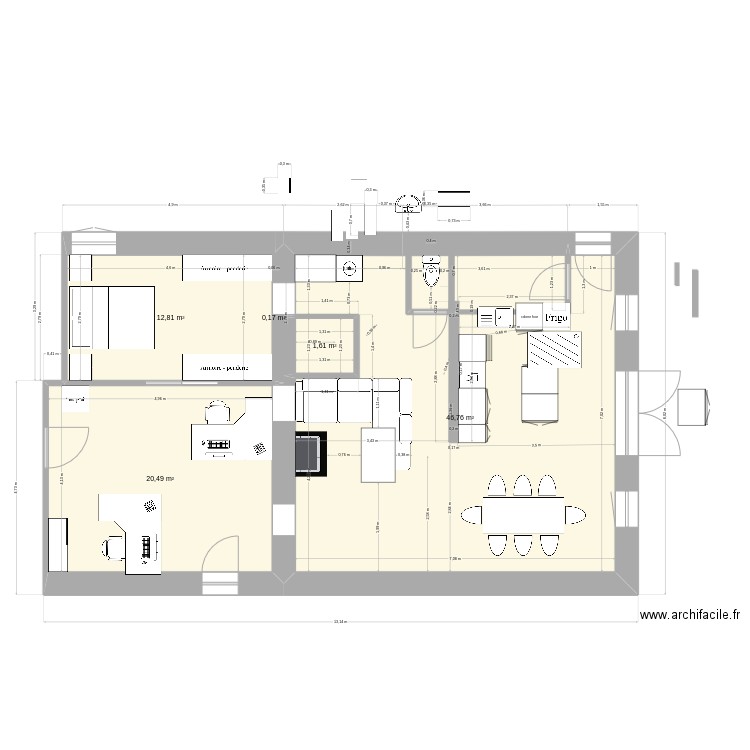137. Plan de 5 pièces et 82 m2