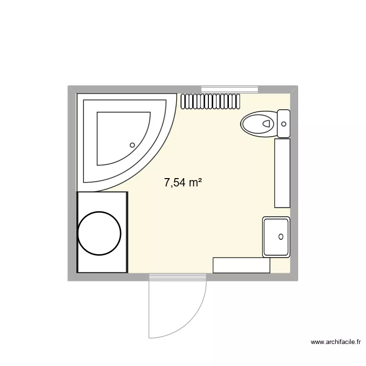 sdb. Plan de 1  et 8 m²