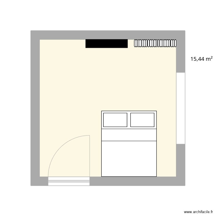 chambre. Plan de 1 pièce et 15 m2