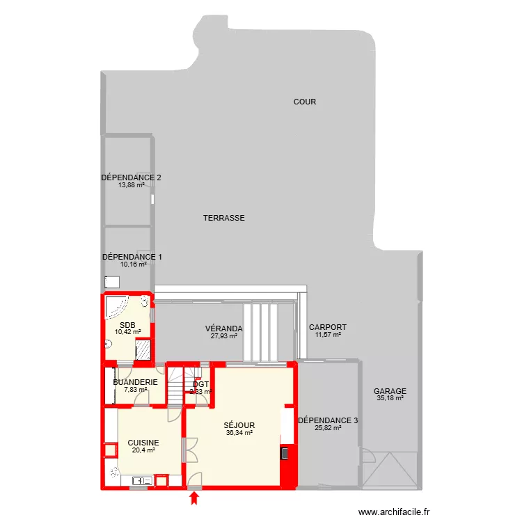 BI 29867. Plan de 25  et 493 m²