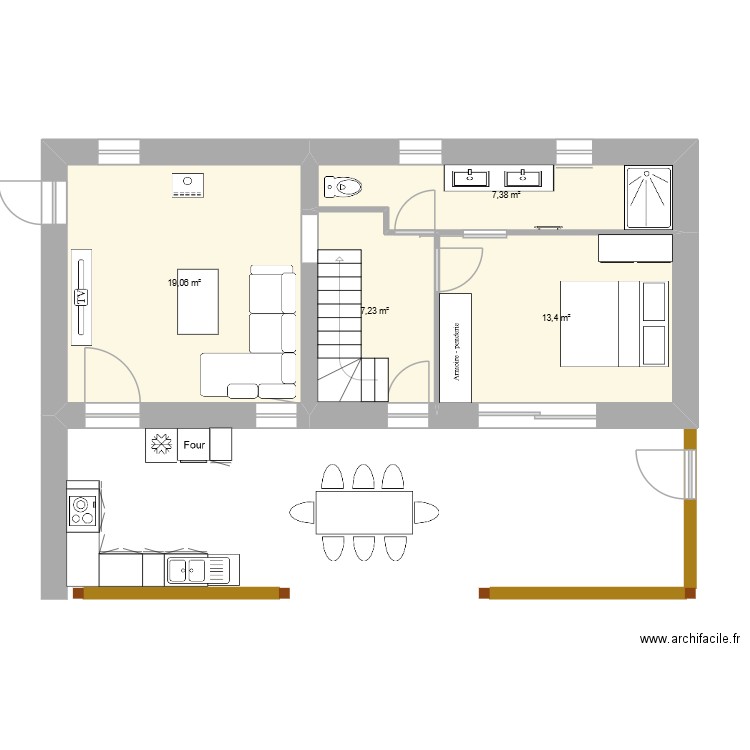 MAISON JACK. Plan de 4 pièces et 47 m2