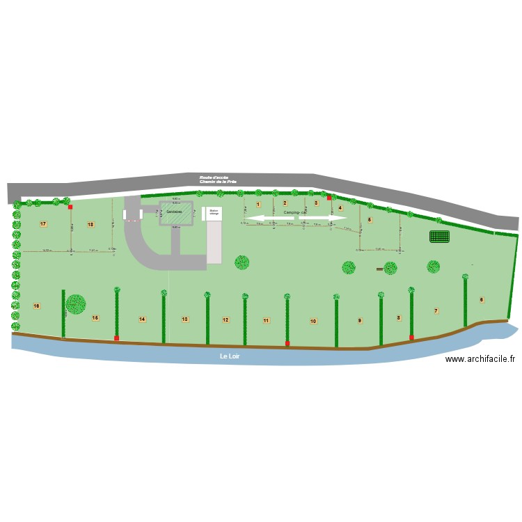 camping cotation. Plan de 1 pièce et 62 m2