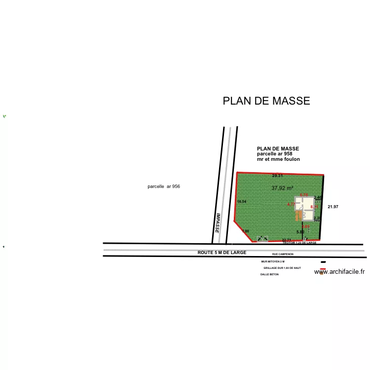 plan maison actuel 1. Plan de 1  et 38 m²