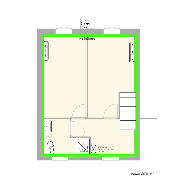 Mélanie étage aménagé. Plan de 8 pièces et 30 m2