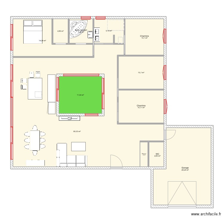 Test 2. Plan de 12 pièces et 196 m2