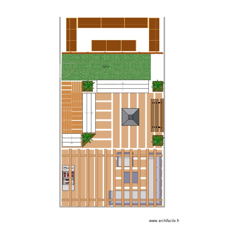 Cours arrière. Plan de 0 pièce et 0 m2