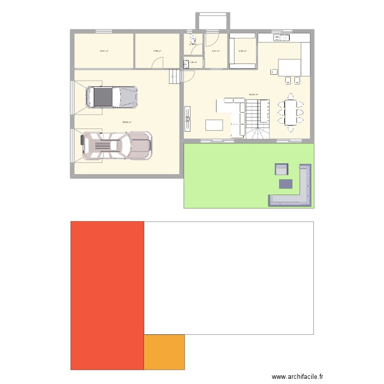 Construction 63. Plan de 8 pièces et 141 m2