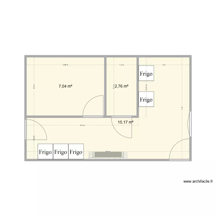 boulodrome avant. Plan de 6  et 50 m²