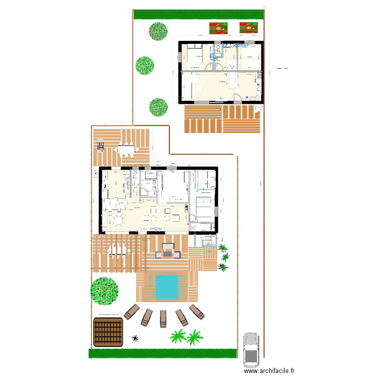 Aureilhan avec extension et division du terrain. Plan de 4 pièces et 91 m2