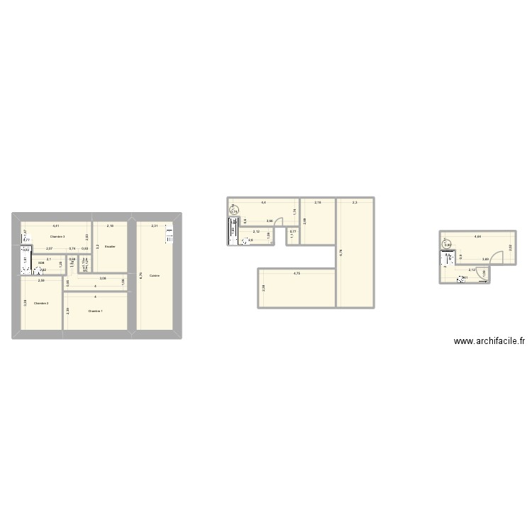Maison. Plan de 16 pièces et 117 m2
