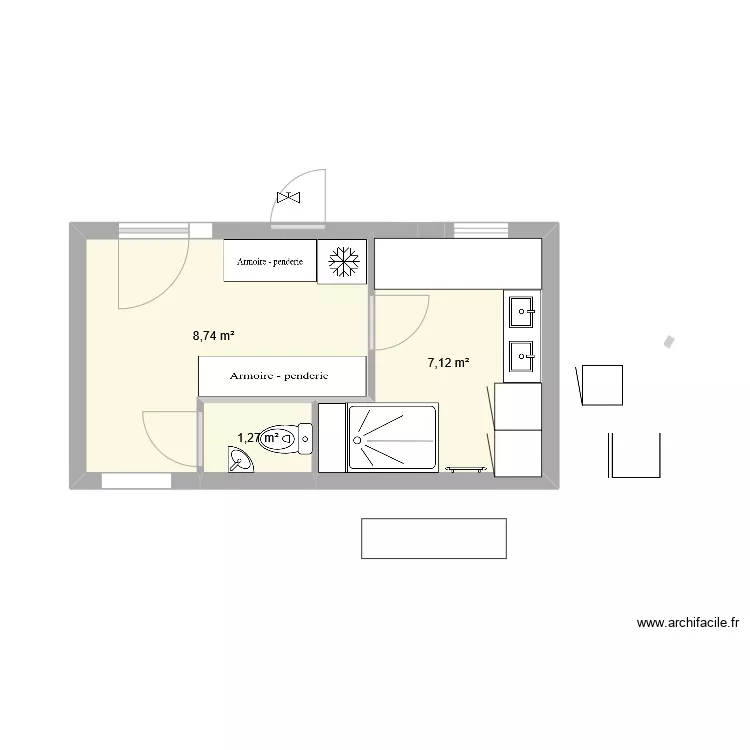 entr&eacute;&eacute; SDB. Plan de 