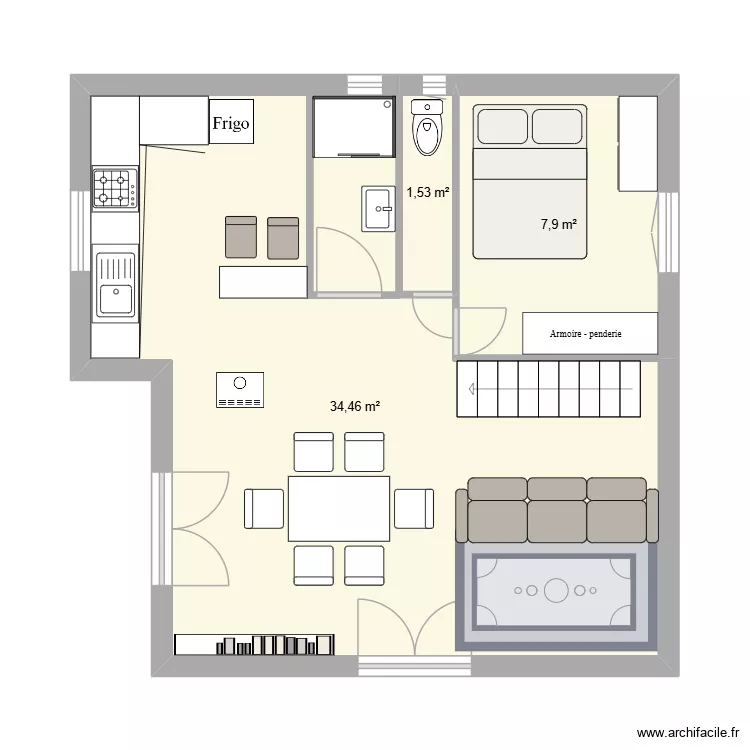 casa. Plan de 3 et 44 m² casa. Plan de 3 et 44 m²