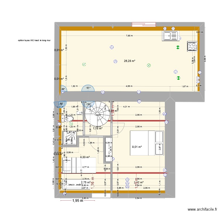 Etage Bodiguel middle + escalier central 8. Plan de 12 pièces et 54 m2